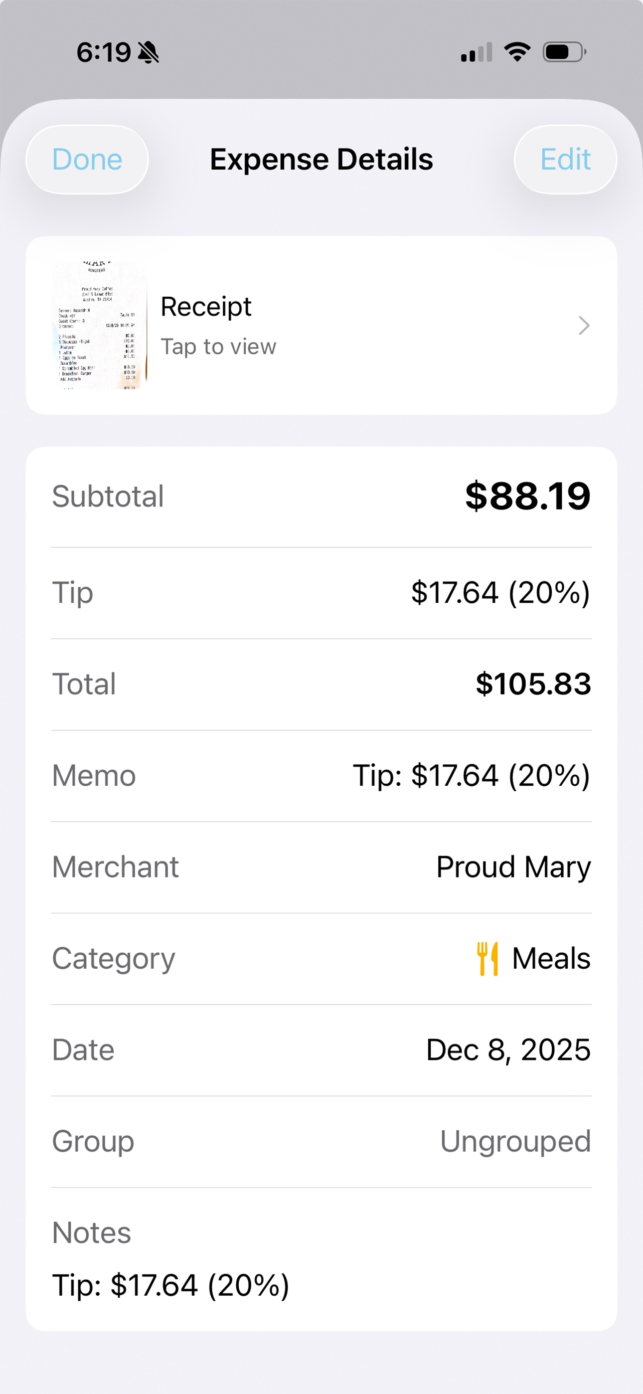 Tip Well Expense Details